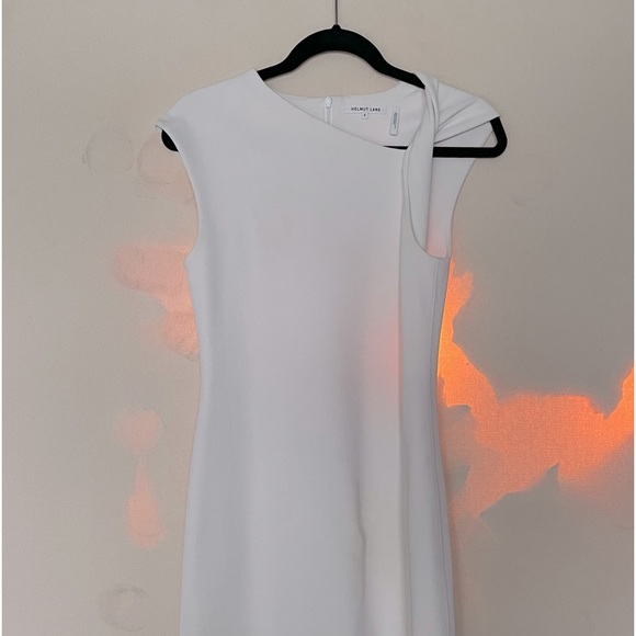 STUNNING CREAM WHITE COCKTAIL DRESS CAP SLEEVE W ASYMMETRICAL COLLAR - Picture 1 of 6
